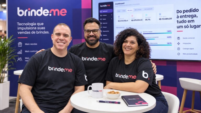 Da esquerda para a direita, Lucas, Robson e Kátia, cofundadores da Brinde.me.